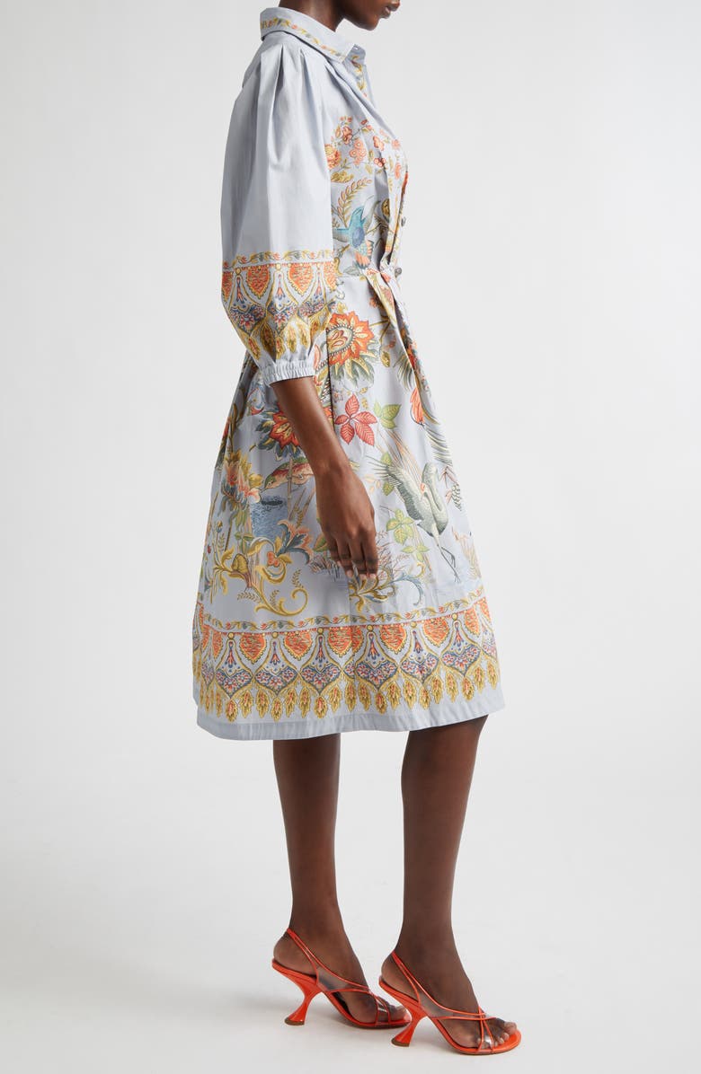 Etro Floral Print Cotton Shirtdress, Alternate, color, Print On Pale Blue Base