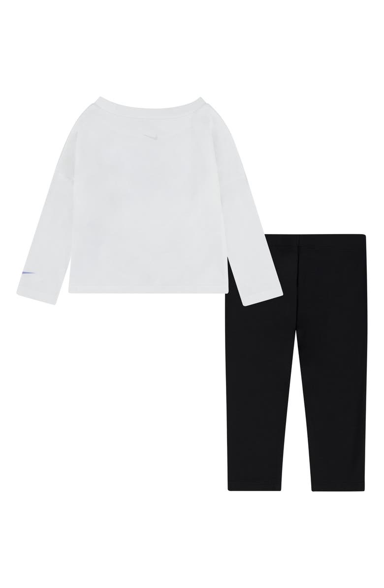 Nike Tie Front Long Sleeve Tee & Leggings Set, Alternate, color, Black