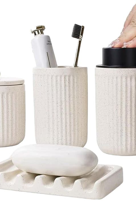Pockmark 4-Piece Foaming Bathroom Set Sustainable Ceramic
