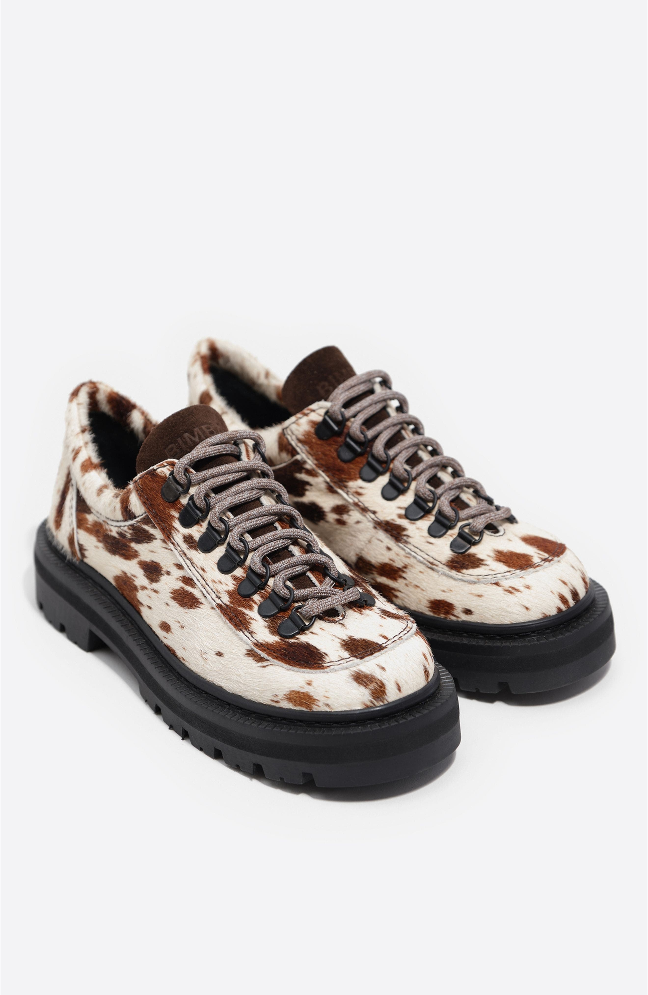 Bimba y Lola Fur Leather Lace-Up Shoe, Alternate, color, Ochre