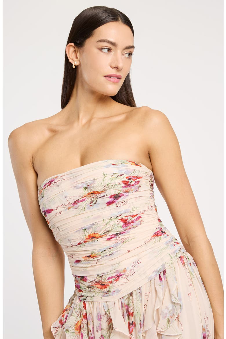 Gayla Iris Print Strapless Maxi Dress, Alternate, color, OATMILK MULTI