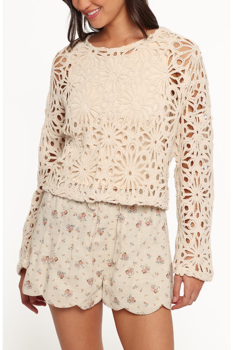 Rowley Crochet Cotton Top, Main, color, NATURAL
