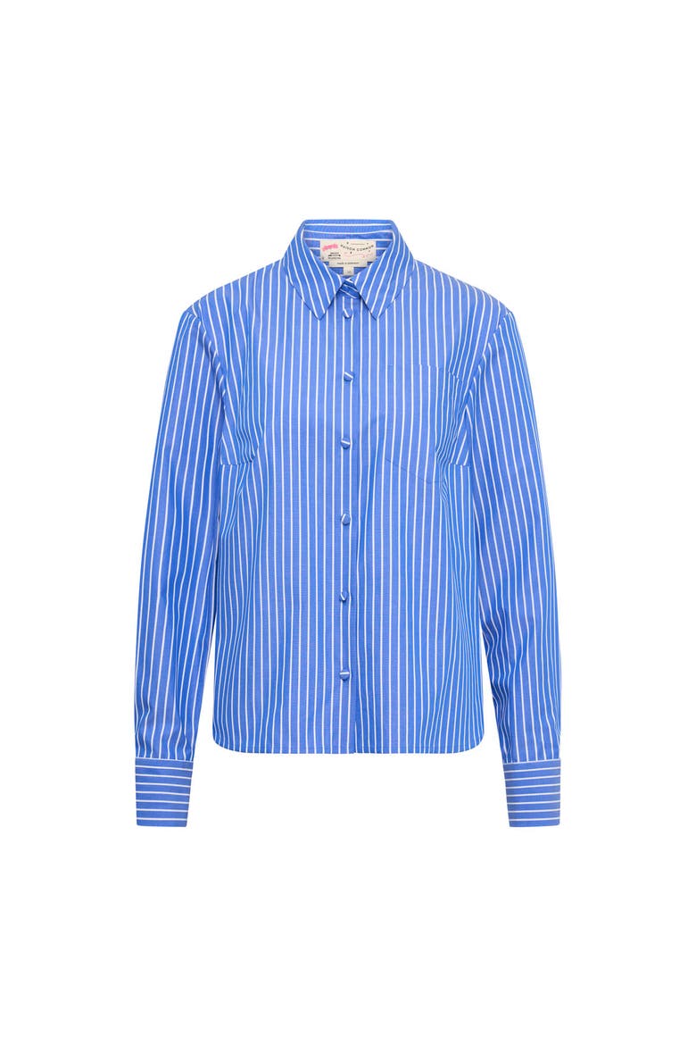 Striped Blouse With Printed Silk Back, Main, color, Blue / Multicolour