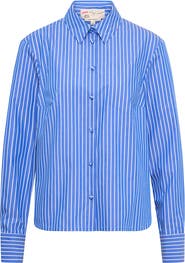 Maison Common Striped Blouse With Printed Silk Back