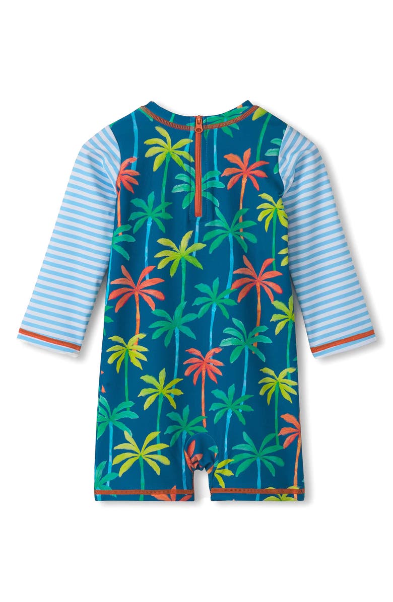 Hatley Printed Palms Long Sleeve One-Piece Rashguard Swimsuit, Alternate, color, 