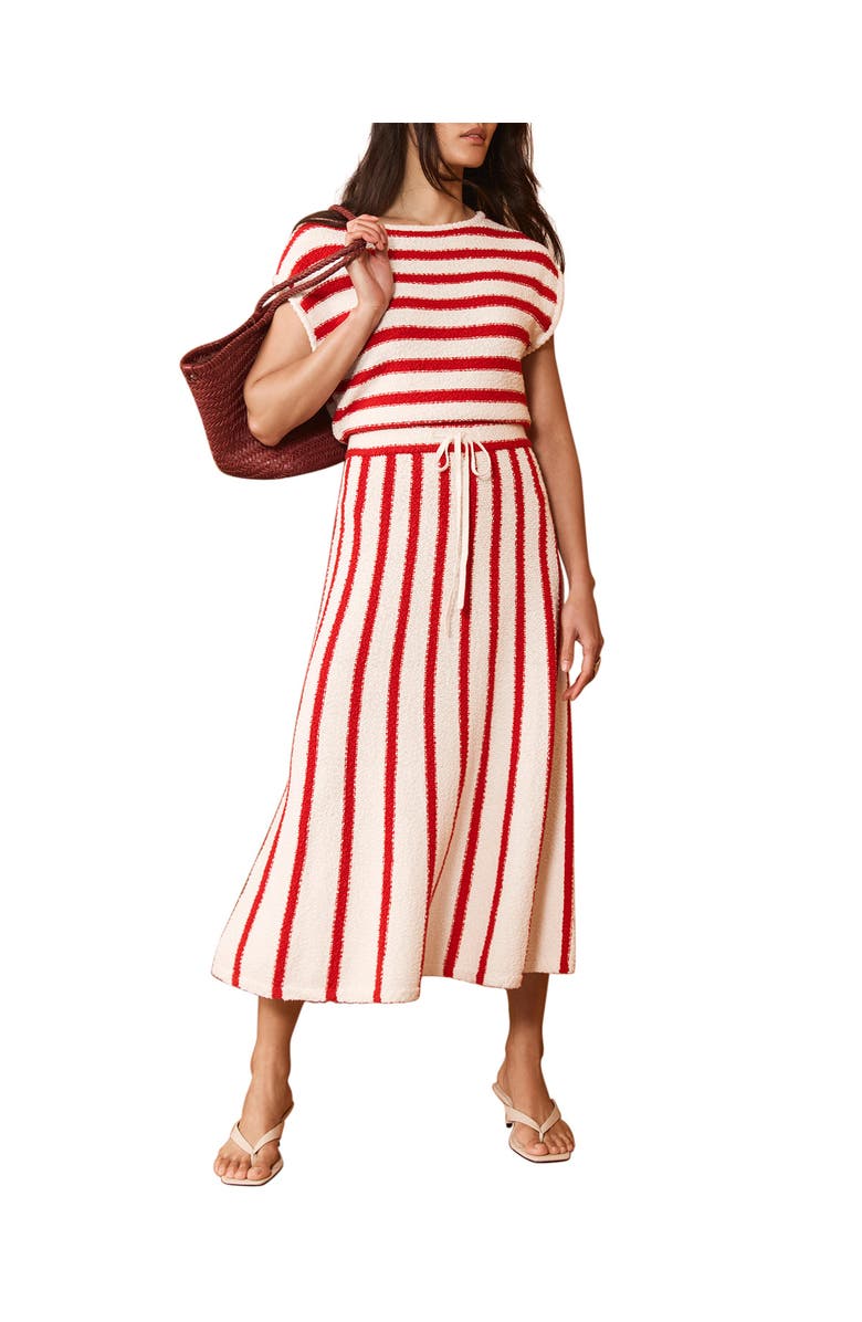 MINT VELVET Striped Knit Midi Dress, Main, color, Red