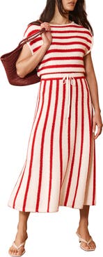 MINT VELVET Striped Knit Midi Dress