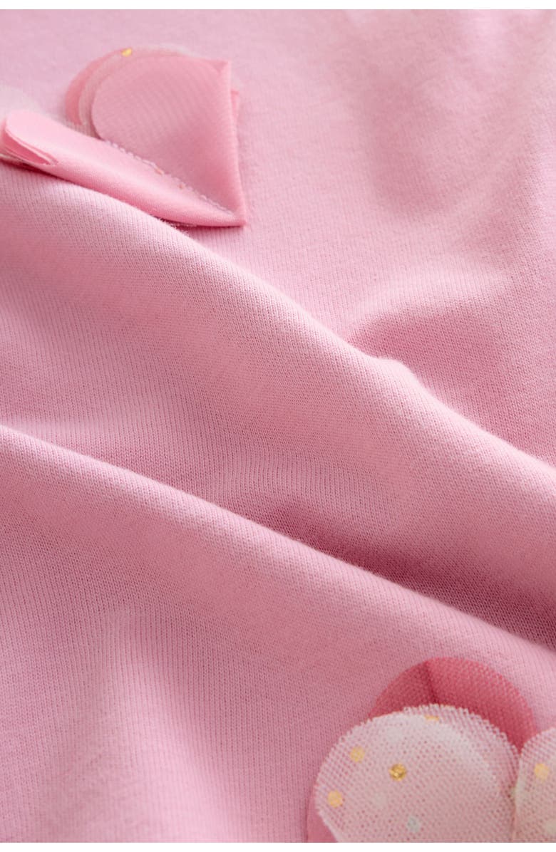 NEXT Kids' Sparkle Heart Appliqué Long Sleeve Cotton Graphic T-Shirt, Alternate, color, Pink