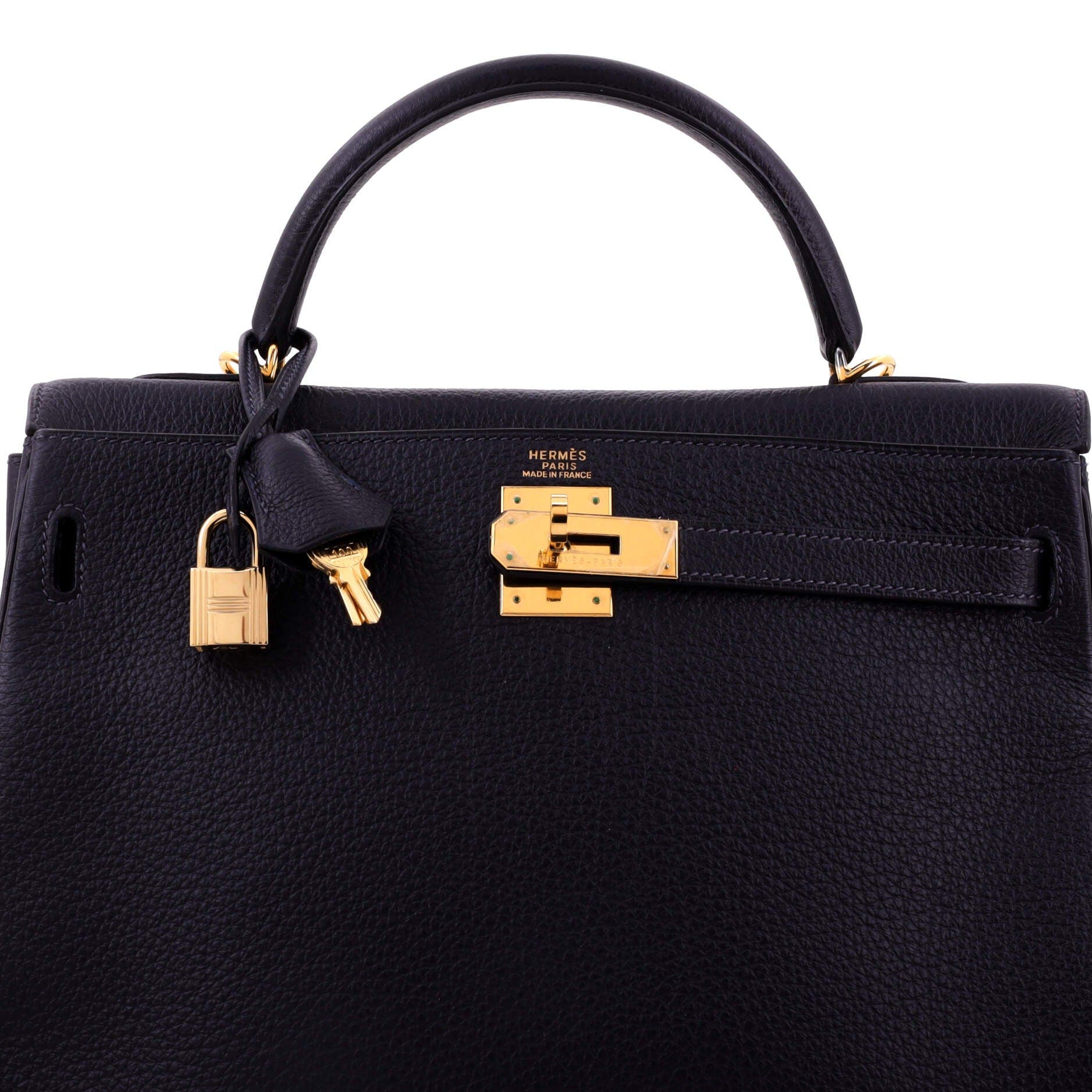 Pre-Owned Hermes Kelly Handbag Blue Togo with Gold Hardware 32, Alternate, color, Bleu Marine
