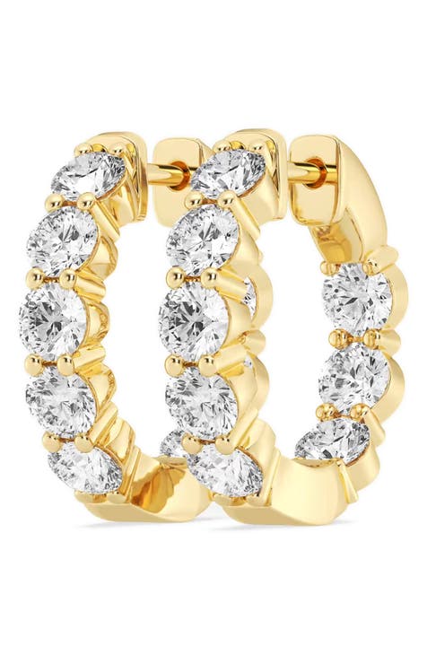 Round Cut Lab Created Diamond Hoop Earrings - 1.0ctw