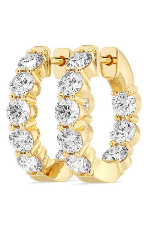 Round Cut Lab Created Diamond Hoop Earrings - 1.0ctw