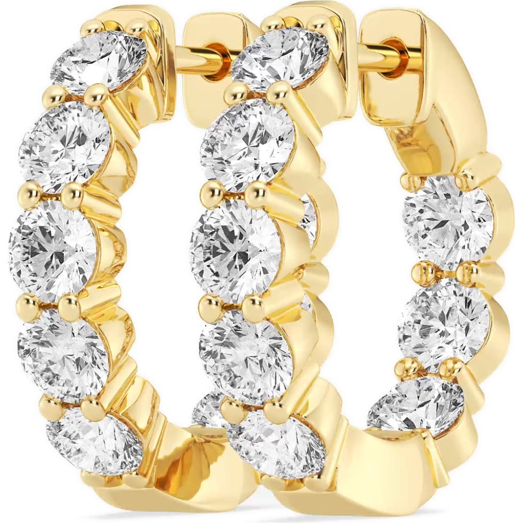 Badgley Mischka Collection Round Cut Lab Created Diamond Hoop Earrings In 1 Ctw Yellow Gold
