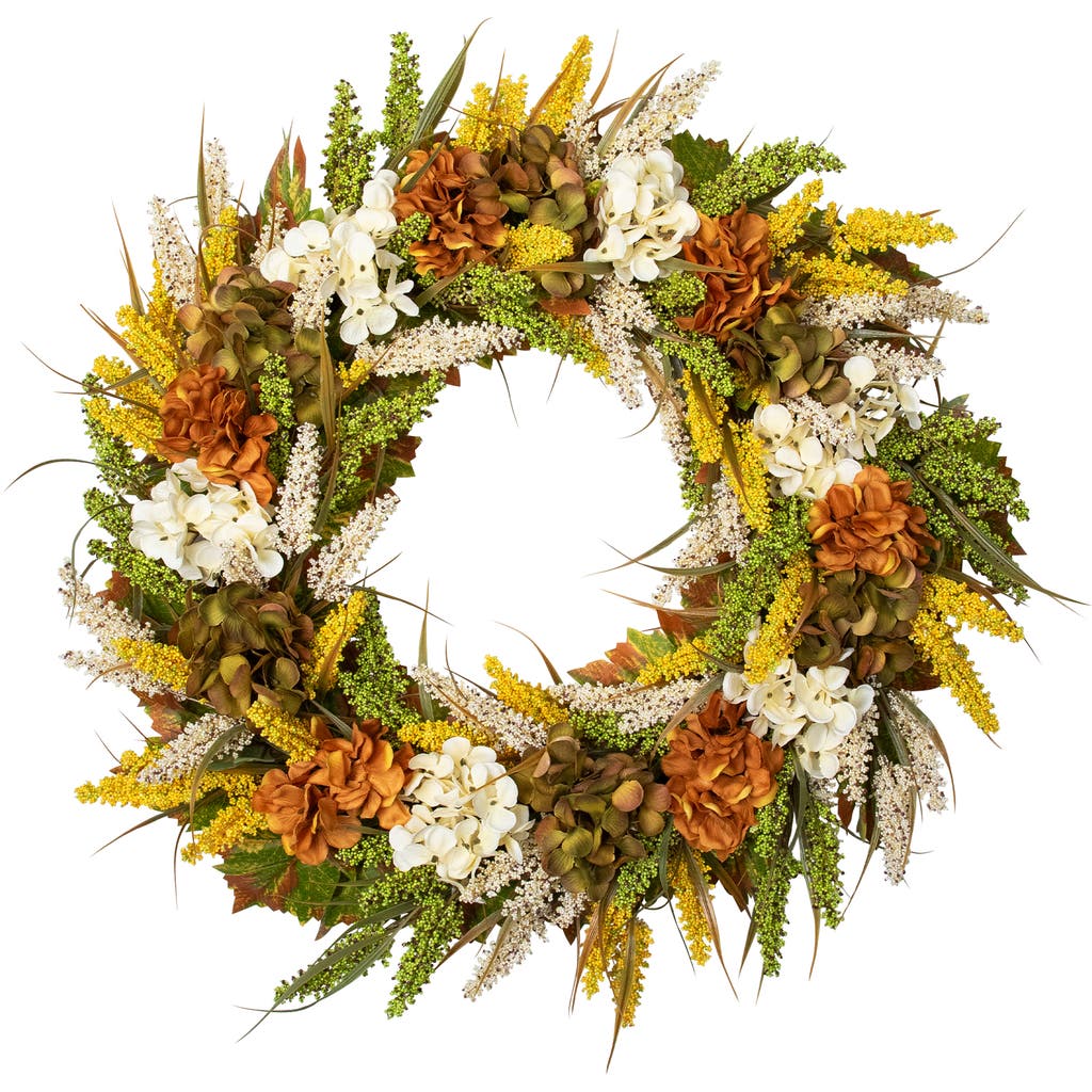 Northlight Hydrangea Artificial Fall Harvest Twig Wreath In Multi