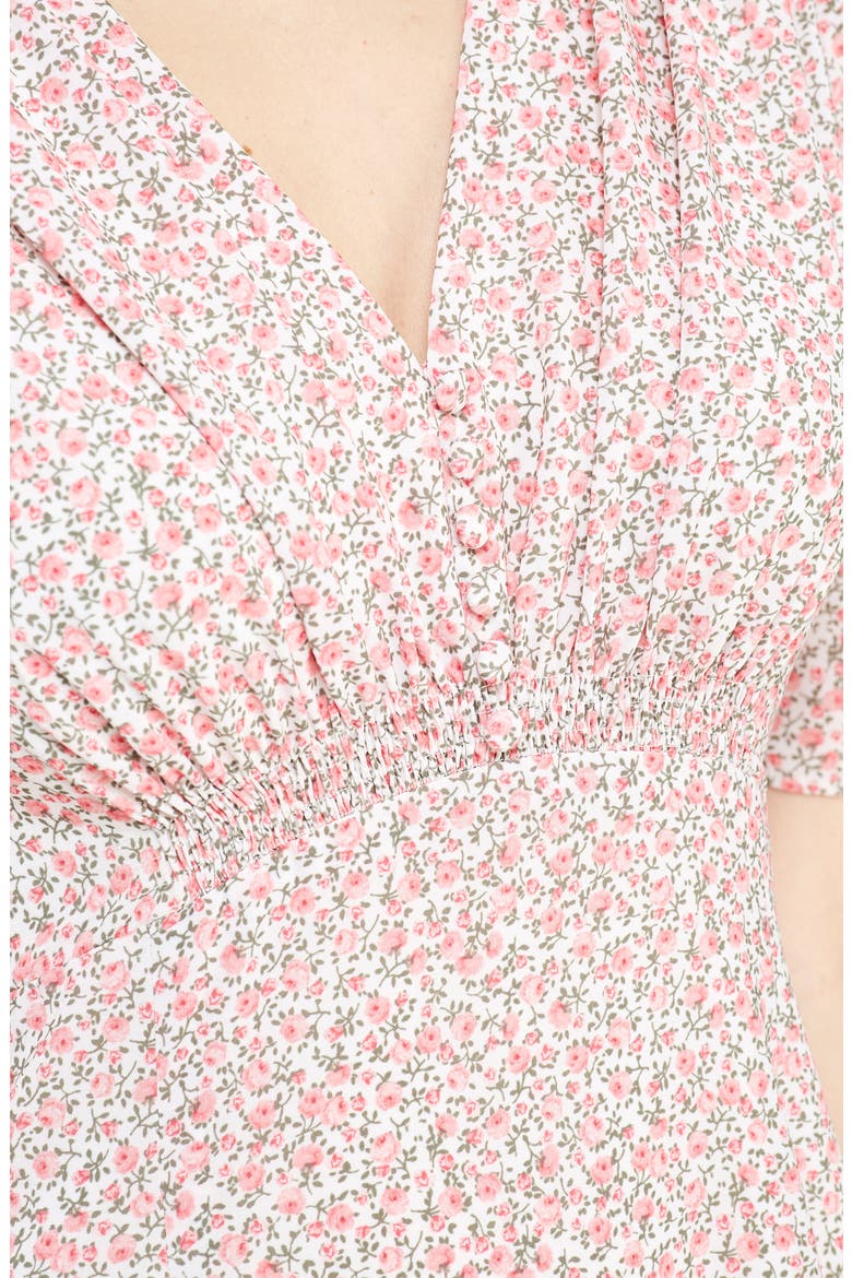 Ditsy Floral Print Maxi Dress, Alternate, color, PORCELIAN/ PEACH WHISPER
