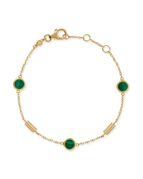 Gold Stilla Malachite Station Bracelet