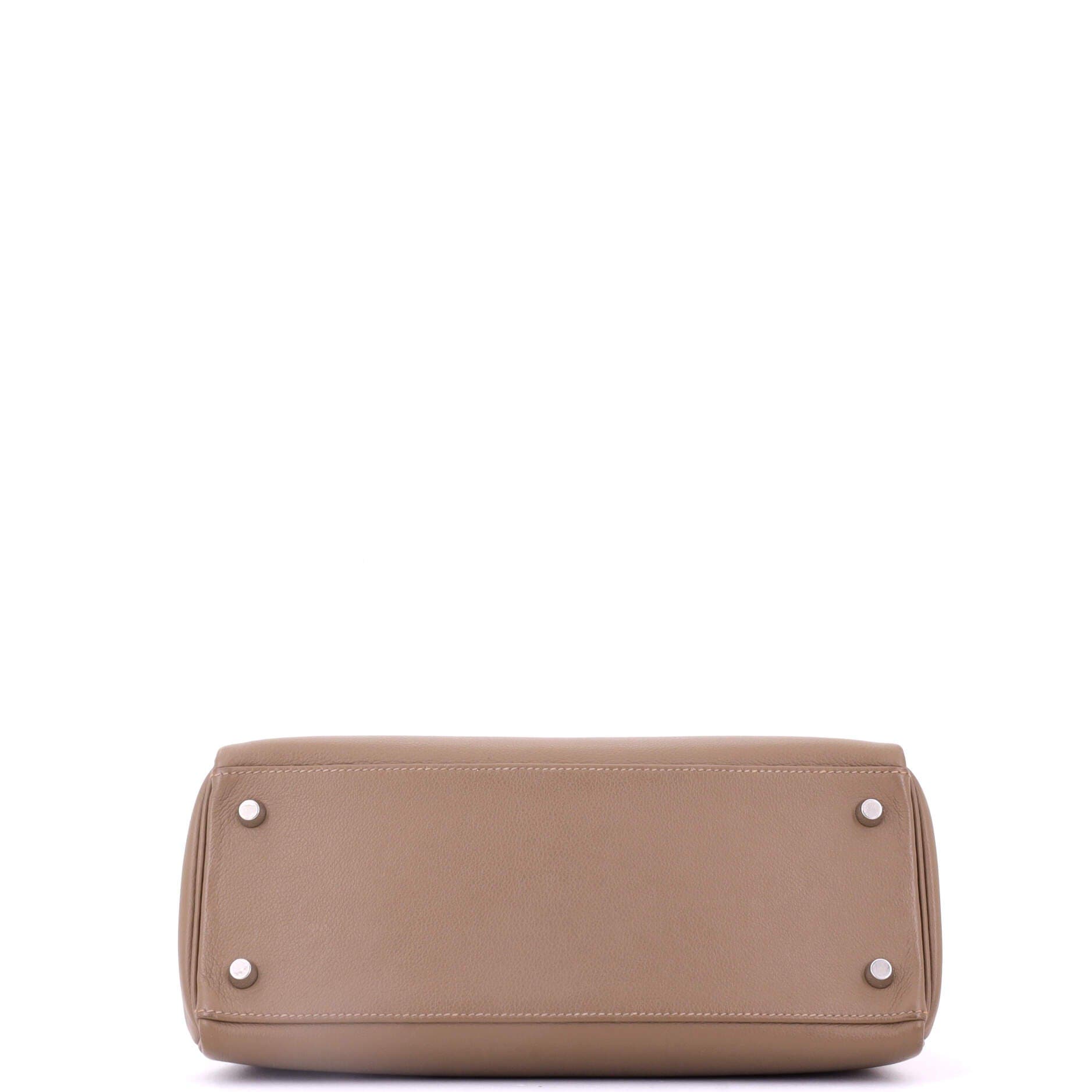 Pre-Owned Hermes Kelly Handbag Brown Evercolor with Palladium Hardware 28, Alternate, color, Beige De Weimar