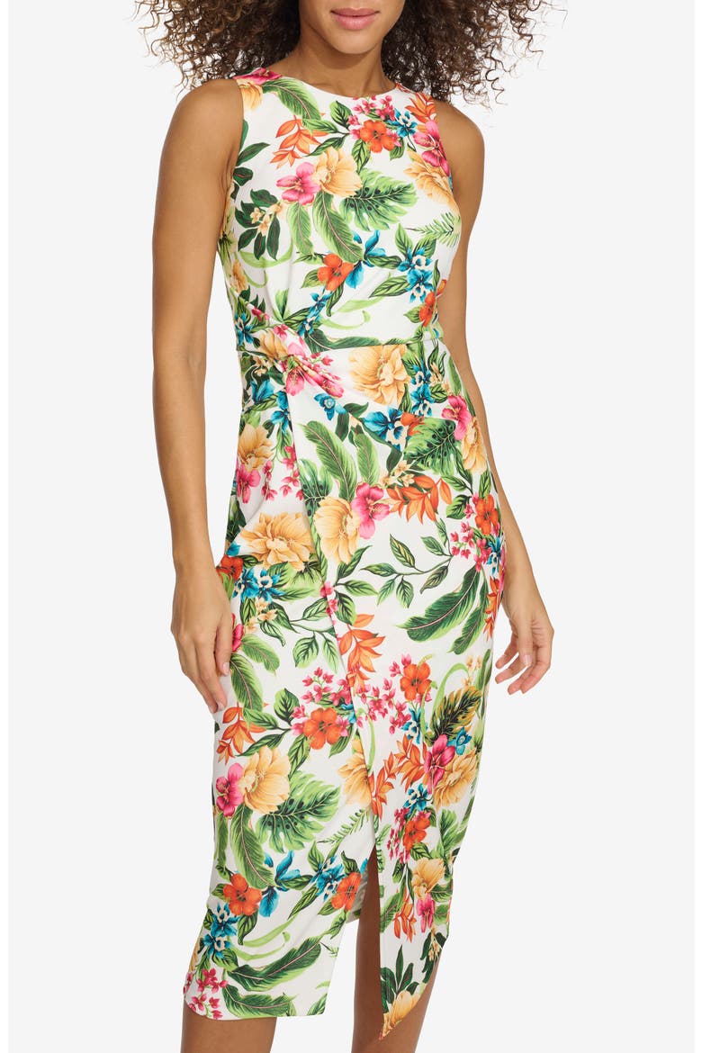 Print Crepe Scuba Body-Con Dress, Alternate, color, WHITE MULTI