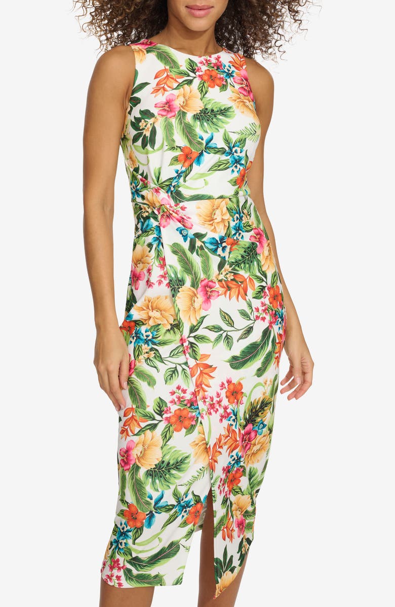 Siena Print Crepe Scuba Body-Con Dress, Alternate, color, White Multi