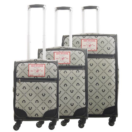 TRUE RELIGION TRUE RELIGION SOFT SIDED 3 PC SPINNER LUGGAGE SET BUDDAH PATCH