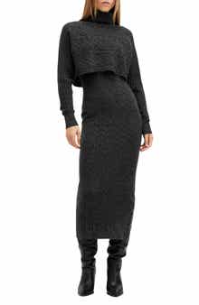 AllSaints Muriel Cotton & Wool Blend Turtleneck Sweater & Dress Set