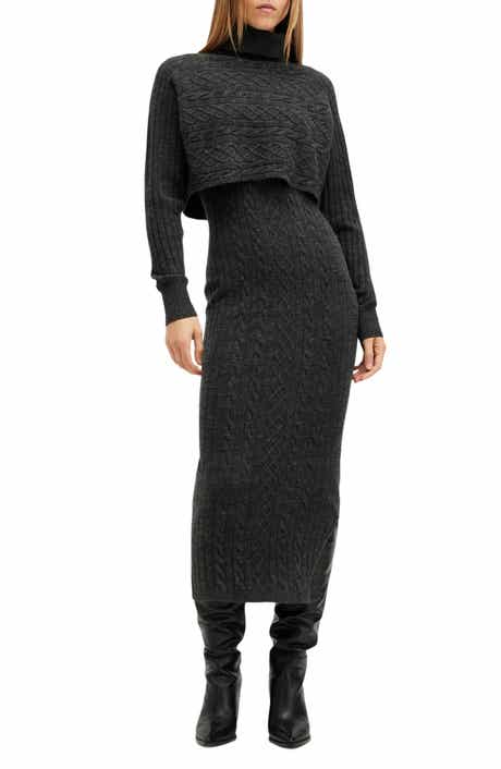 AllSaints Muriel Cotton & Wool Blend Turtleneck Sweater & Dress Set