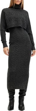 AllSaints Muriel Cotton & Wool Blend Turtleneck Sweater & Dress Set