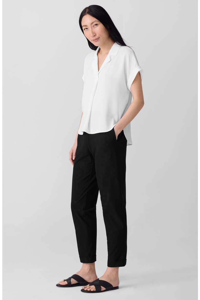 Notched Collar Silk Top, Alternate, color, IVORY