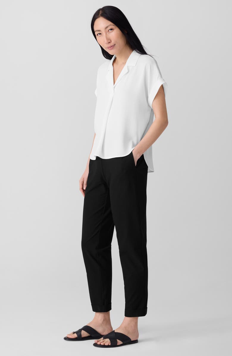 Eileen Fisher Notched Collar Silk Top, Alternate, color, Ivory