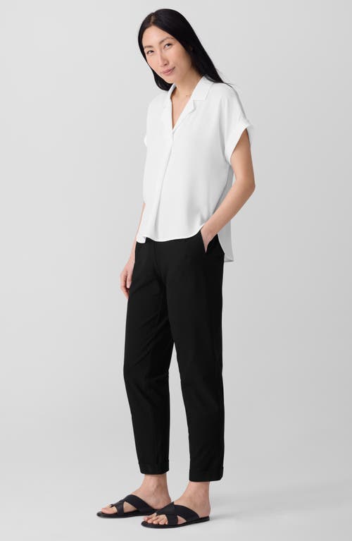 Eileen Fisher Cuffed Cap Sleeve Organic Linen Top In White