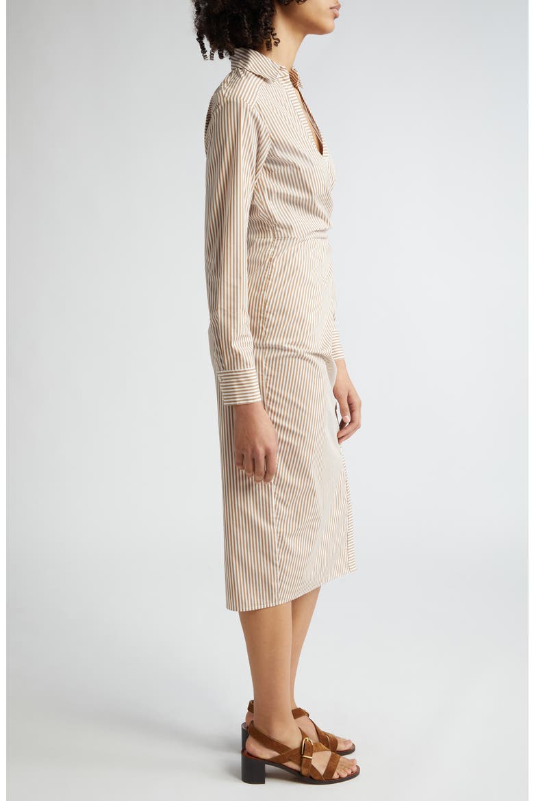 Wright Stripe Long Sleeve Cotton Shirtdress, Alternate, color, ACORN/ WHITE