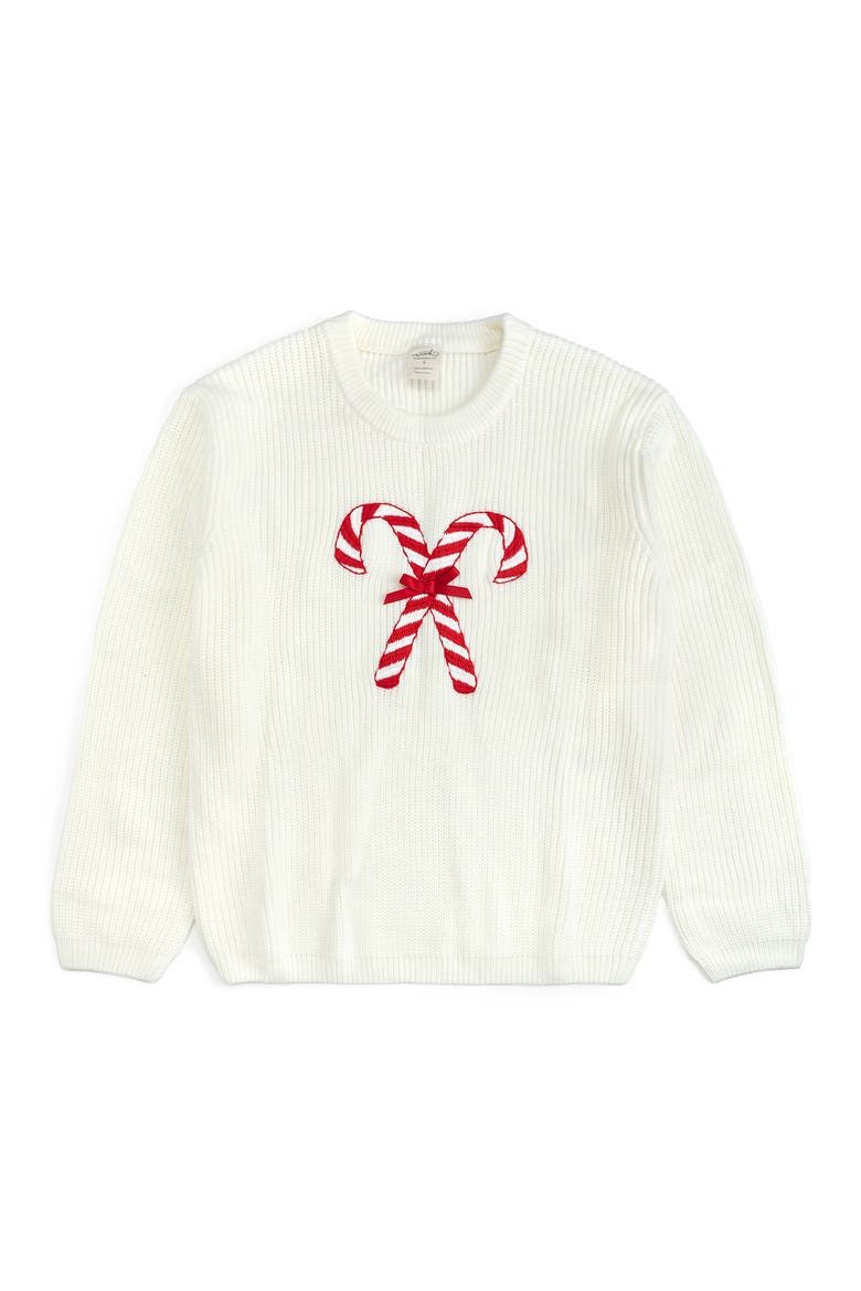 Candy Cane Christmas Women's Sweater, Main, color, Ivory