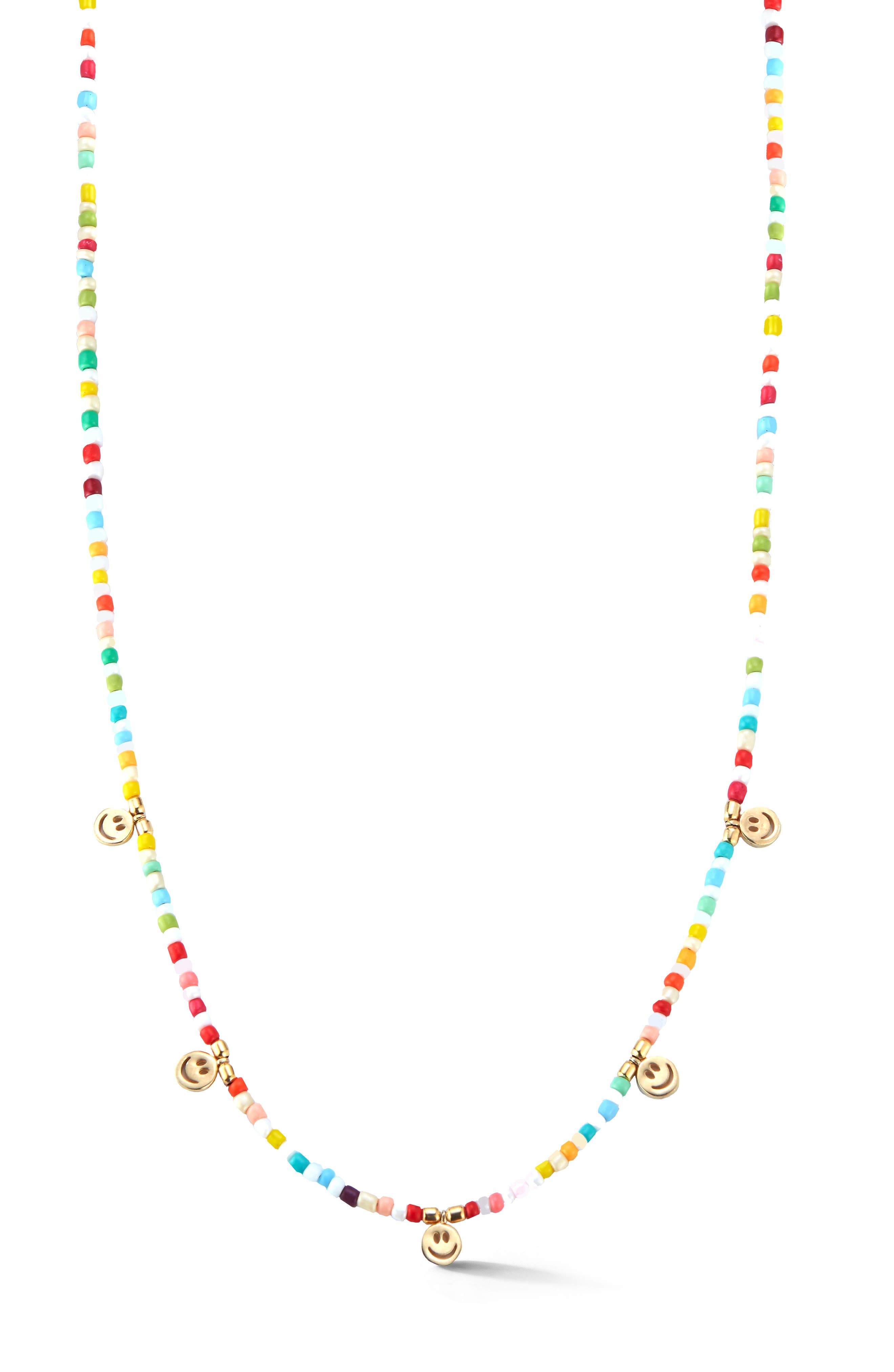 SPHERA MILANO Smiley Face Charm Beaded Choker Necklace