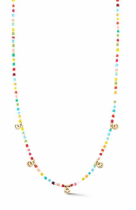 SPHERA MILANO Smiley Face Charm Beaded Choker Necklace