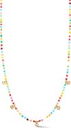 SPHERA MILANO Smiley Face Charm Beaded Choker Necklace