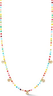 SPHERA MILANO Smiley Face Charm Beaded Choker Necklace