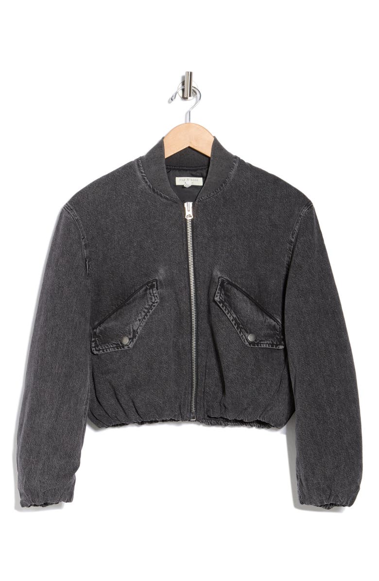 rag & bone Maggie Featherweight Cotton Blend Crop Bomber Jacket, Main, color, 