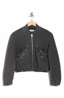 Maggie Featherweight Cotton Blend Crop Bomber Jacket