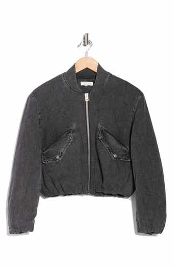 Maggie Featherweight Cotton Blend Crop Bomber Jacket