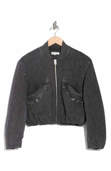 Maggie Featherweight Cotton Blend Crop Bomber Jacket