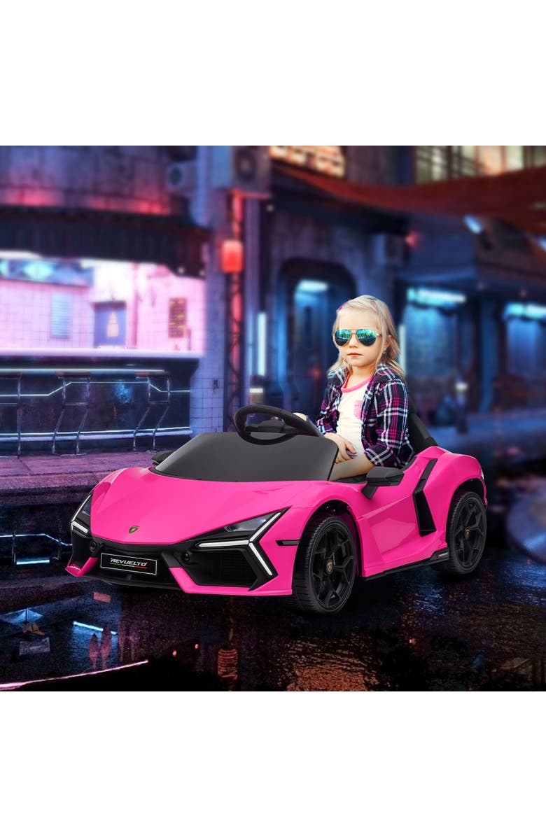 Qaba Lamborghini Revuelto 12V Kids Electric Car with Hydraulic Doors, Remote, Alternate, color, Pink