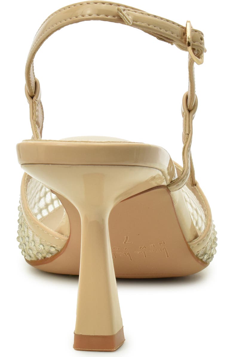 Nicole Miller Rhinestone Mesh Slingback Pump, Alternate, color, Beige Patent