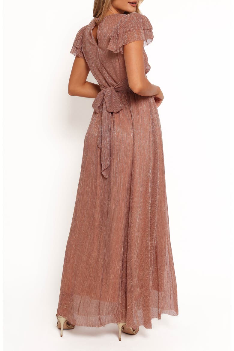 Cressida Metallic Puff Sleeve Maxi Dress, Alternate, color, ROSE GOLD