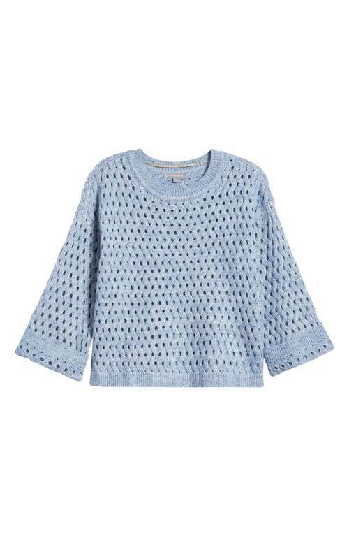 Wit & Wisdom Open Stitch Three-quarter Sleeve Crewneck Sweater