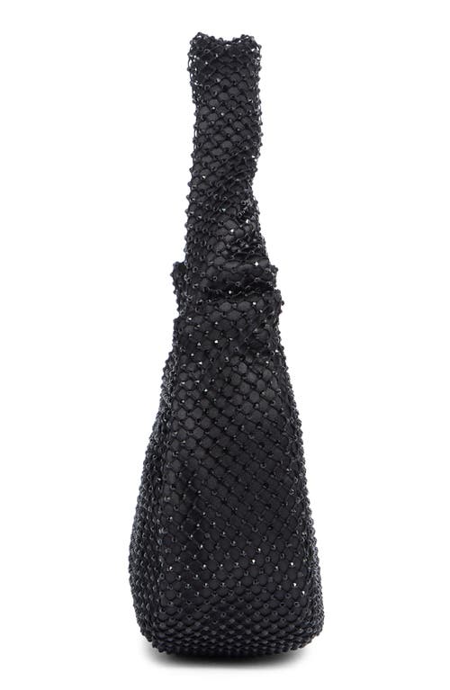 Madden Girl Rhinestone Mesh & Satin Mini Shoulder Bag In Black