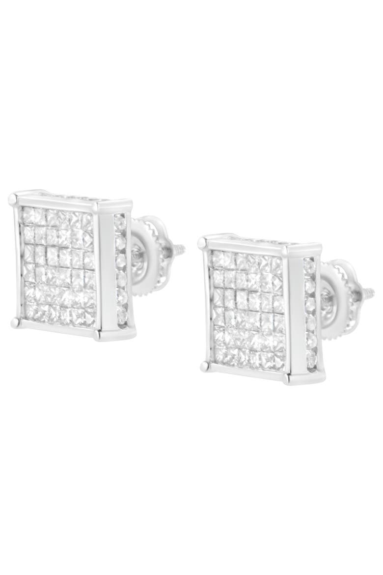 10K White Gold 2ct TDW PrincessComposite Diamond Stud Earring, Alternate, color, White