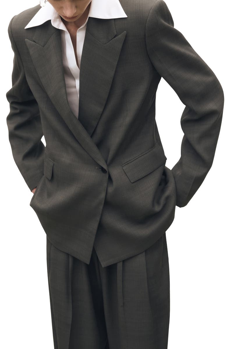 MANGO Oversize Double Breasted Suit Jacket, Main, color, Khaki Grey