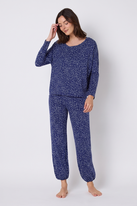Confetti Dot Pima Knit Pullover Pajama Set