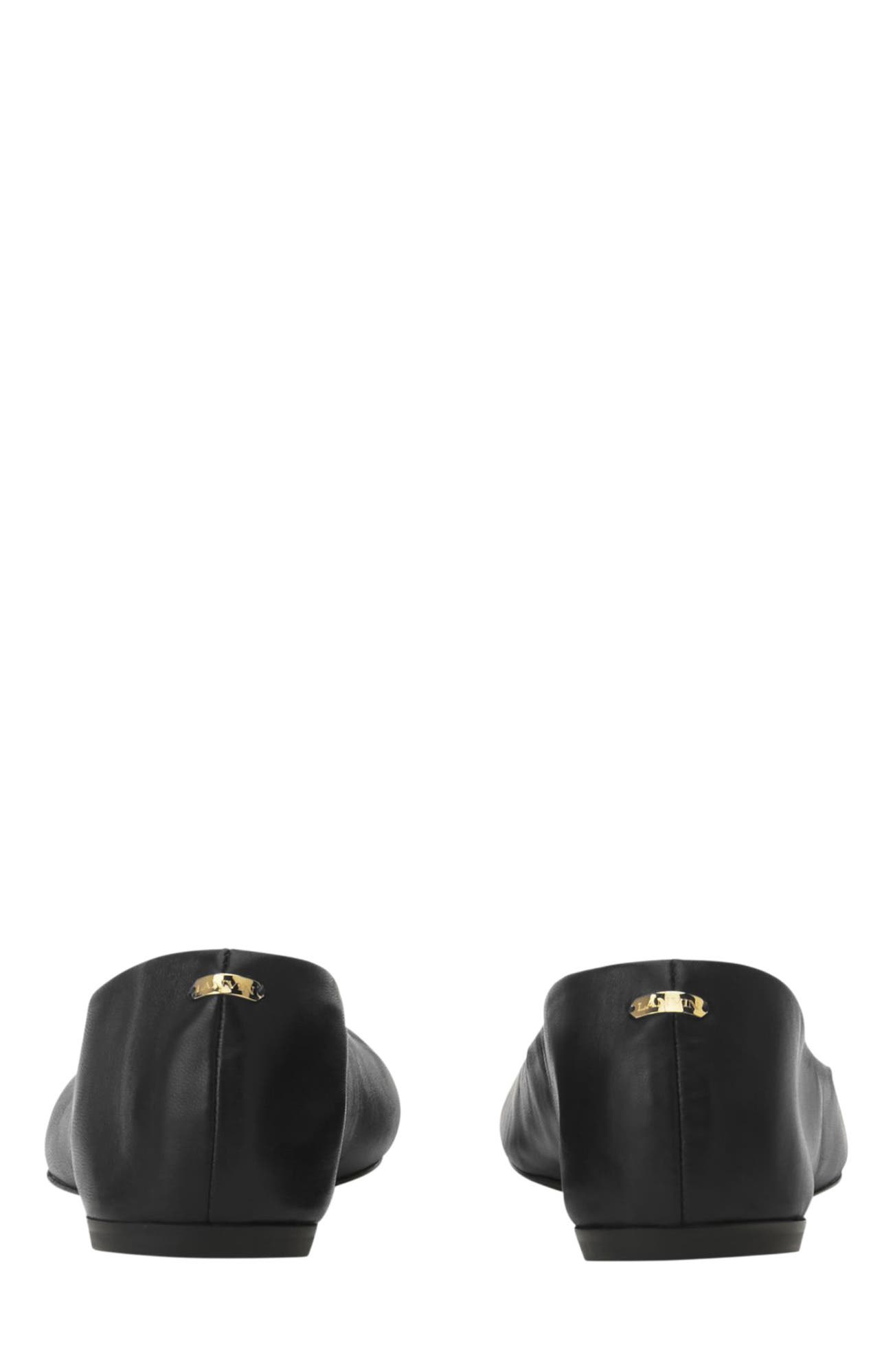 Lanvin The Ballerina Flat In Leather, Alternate, color, Black
