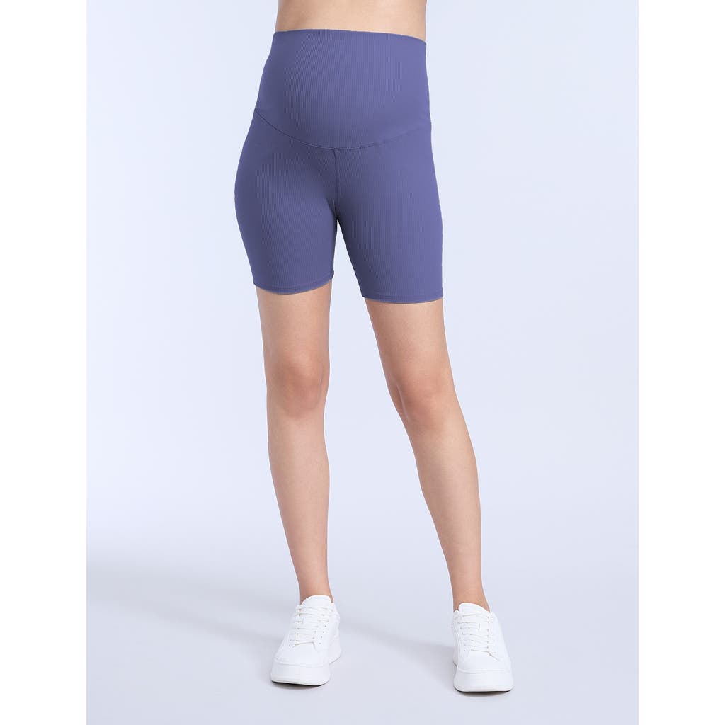 Motherhood Maternity 6 1/2" Ribbed Maternity Biker Short In Blue