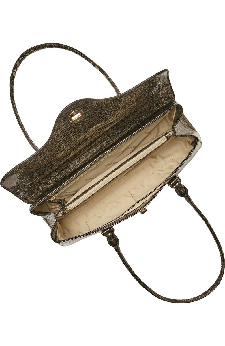 Brahmin Dayan Croc Embossed Leather Satchel, Alternate, color,